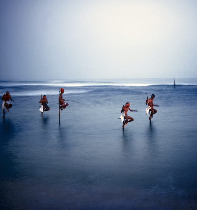 Traditional Stilt Fishermen in Sri Lanka Concept